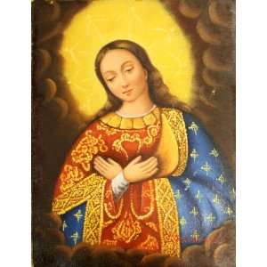 Our Lady / Virgin Mary Icon Painting Hand Painted Oil on Cloth Canvas 