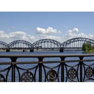 Railway Bridge Over the River Daugava, Riga, Latvia, Baltic States 