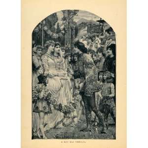  1894 Print May Day Festival Medieval Renaissance Love 