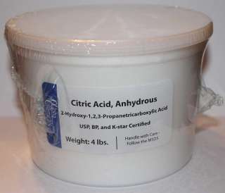 Premium Citric Acid   Food Grade   Fizzies   4 Pound Tub  