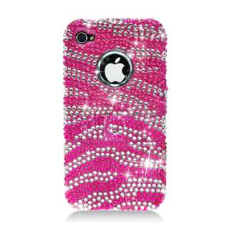 For Apple iPhone 4 4S Hard FULL DIAMOND Protector Case With Stand Pink 