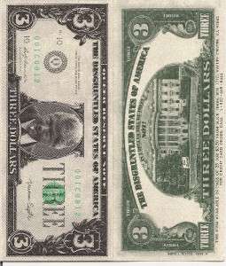 Money,Clinton Three Dollar Bill  