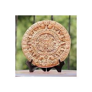  Ceramic plaque, Aztec Calendar in Tan
