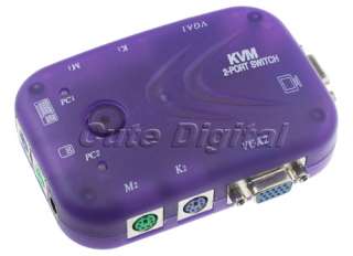 New 2 Port KVM Keyboard Video VGA/SVGA Mouse Switch Box  
