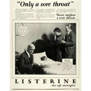 1928 Ad Sore Throat Listerine Dentifrice Antiseptic   Original Print 