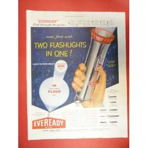 Eveready flash light. 50s Print Ad (spot flood light 