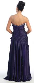 Strapless Satin Rhinestone Prom Dress Long Gown #5713  