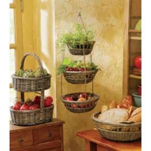 Tier Hanging Willow Fruit Bowl Baskets 8 11, Cool Gray / Brown 
