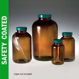Amber Glass jars, 8 oz (250 mL) Plastic Coated Packer (no caps), case 