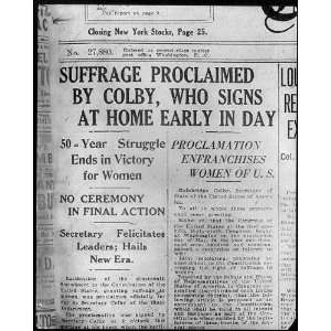   Washington Star,1919,Ratification,19th Amendment,1919