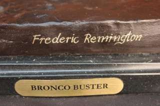   Frederic Remington Bronze Statue Cowboy Horse on Marble Sculpture