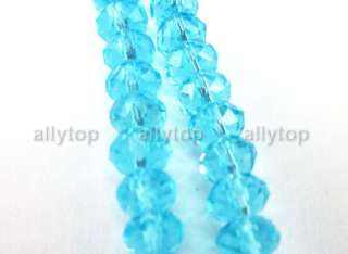 100pcs Rondelle Faceted 4x6mm Crystal Beads Aquamarine  