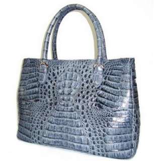   CROCODILE Leather Lady Handbag Women Purse Satchel BCM189 Light Gray