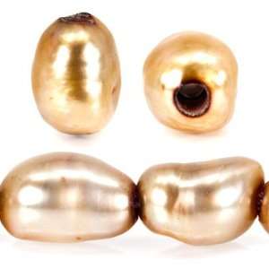  Golden Straight Drilled Baroque Large Hole Freshwater Pearls, 2 