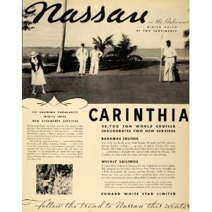  1935 Ad Cunard White Star Cruise Nassau Bahamas Golfing 