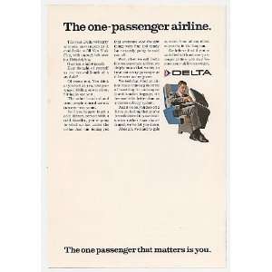  1968 Delta Airlines The One Passenger Airline Print Ad 
