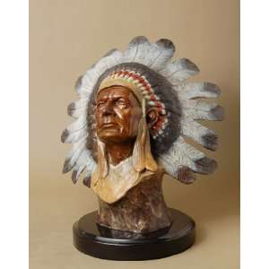 Majestic Western Indian Chief Sculpture 
