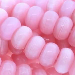 Pink Cats eye  Rondell Plain   8mm Height, 5mm Width, Sold by 16 