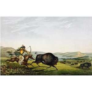  Native American Indian Hunting a Buffalo by unknown. Size 