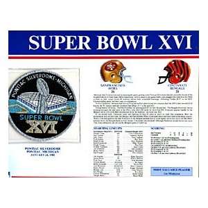 Super Bowl 16 Patch and Game Details Card