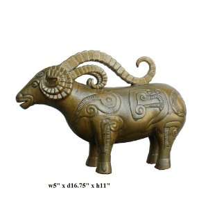  Chinese Ceramic Artistic Golden Ram Figure Ass862