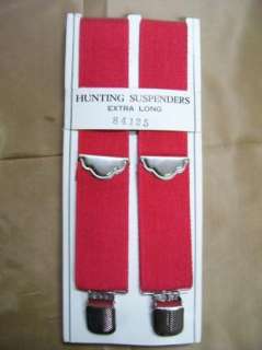 Vintage 1960s Red Clip on Hunting Suspenders NOS  