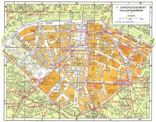 PARIS7e Arrondissement Palais Bourbon,1920 map  