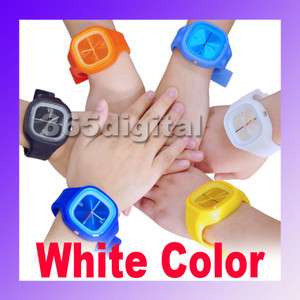   Silicone Unisex Wrist Sports Quartz Rubber Jelly Watch White  