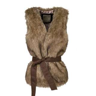 New Sleeveless styling open front V neck Brown Faux Fur Gilet Vests 