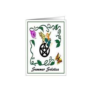 Summer Solstice Faerie with Pentacle, Flowers and Butterfly Card