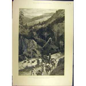  1888 DOrsay Bridle Path Horse Rider Bridge River Print 