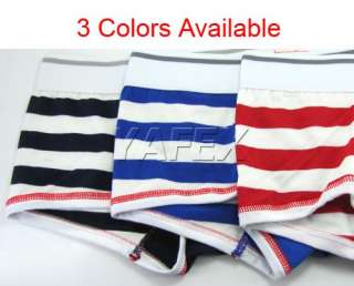   Bulge Pouch Stripes Underwear Boxer Briefs elastic Shorts SML blue red