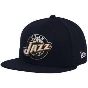   New Era Utah Jazz Navy Blue Primary Logo 59FIFTY Flat Bill Fitted Hat