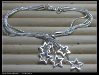HTN102 silver 5 chains wishing star pendant charm necklace  