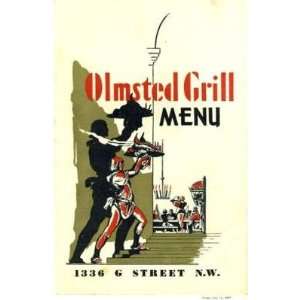  Olmstead Grill Menu Washington DC 1937 