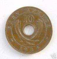 EAST AFRICA 10 CENTS Coin 1934 COPPER  