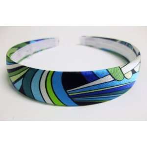  1 Blue/Green Funky Satin Finished Headbands For Girls And 