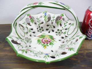 STUNNING POTTERY BASKET 10 3/4 HAND PAINTED CCL 882  