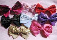 LARGE Sequin 3.5 Hair Bow Appliques Headband 8 Colors R087  