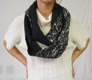 Made of Me Black with Silver Silver Glitter Infinity Loop Scarf, MSRP 