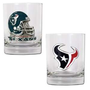  Houston Texans 2pc Rocks Glass Set   Primary Logo & Helmet 