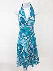 LILLIE RUBIN Blue Print Halter Sleeveless Dress Size 2  