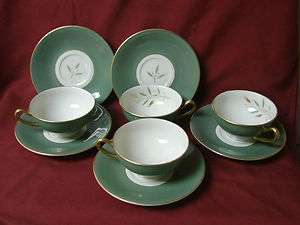 Syracuse USA, China dinnerware, Grandeur, Green leaf, set 4 cup 5 