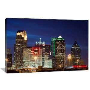  Dallas Night Skyline   Gallery Wrapped Canvas   Museum 