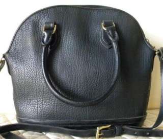 DOONEY & BOURKE XL All Black Pebble Leather Domed Satchel Handbag 