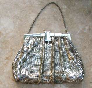 Vintage WHITING&DAVIS 40s Silver Mesh Handbag/Purse  