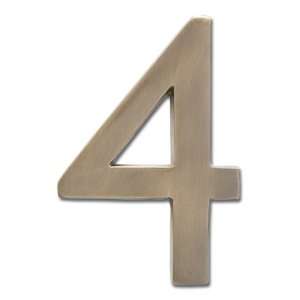   Cast Brass 4 Inch Floating House Number, Antique Brass 4 Home