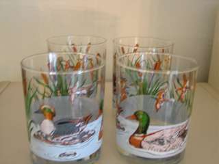 Georges Briard Glasses Dbl Old Fashioned Ducks Cattails  