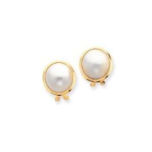  14k Gold 14 15mm Mabe Cultured Pearl Earrings Jewelry