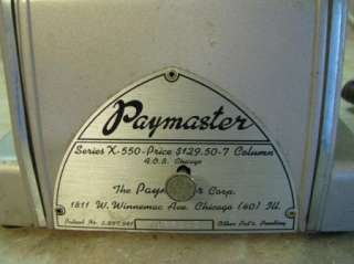   Vintage PAY MASTER Column CHECK WRITER/PRINTER X 550 Works  